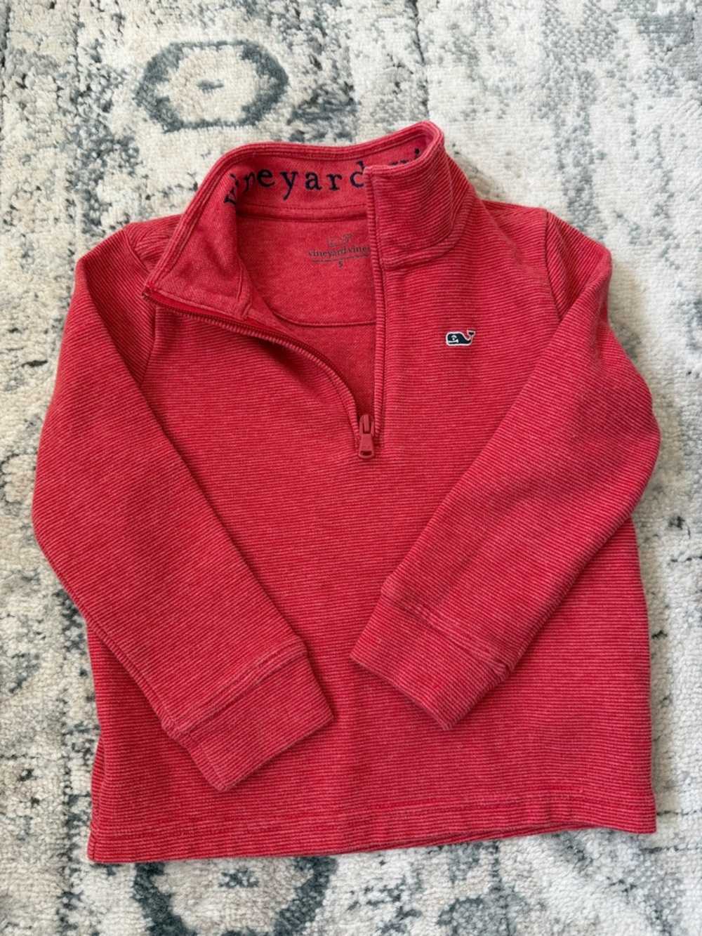 Vineyard Vines Kids Coral-Red Quarter Zip Pullover